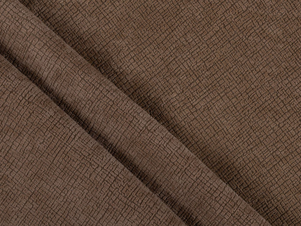 Chocolate Brown Colour Geometric Pattern Velvet Flock Easy Clean Sofa and Chair Fabric