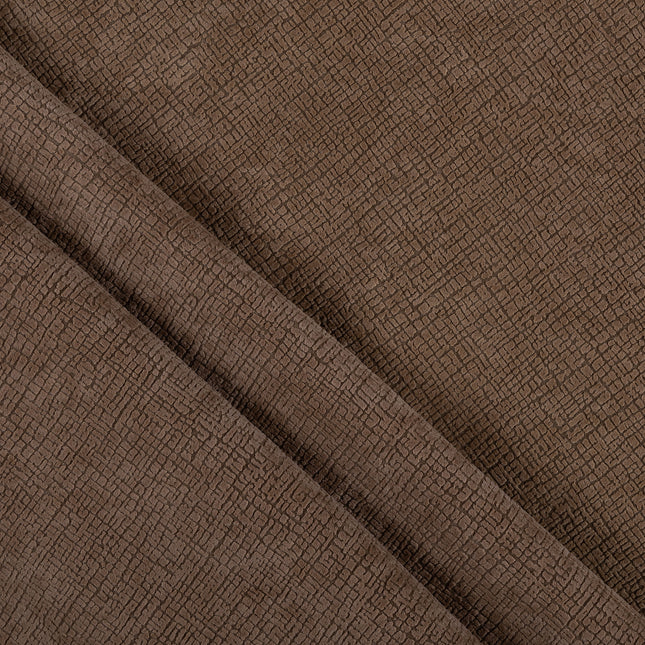 Chocolate Brown Colour Geometric Pattern Velvet Flock Easy Clean Sofa and Chair Fabric