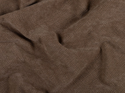 Chocolate Brown Colour Geometric Pattern Velvet Flock Easy Clean Sofa and Chair Fabric