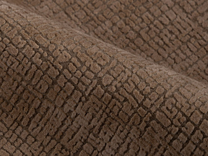 Chocolate Brown Colour Geometric Pattern Velvet Flock Easy Clean Sofa and Chair Fabric