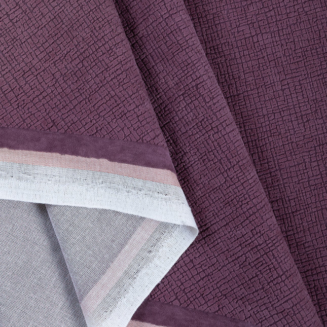 Dark Mauve Colour Geometric Pattern Velvet Flock Easy Clean Sofa and Chair Fabric
