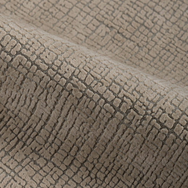 Light Olive Beige Colour Geometric Pattern Velvet Flock Easy Clean Sofa and Chair Fabric