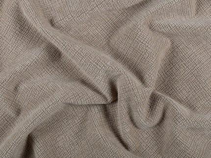 Beige Colour Geometric Pattern Velvet Flock Easy Clean Sofa and Chair Fabric