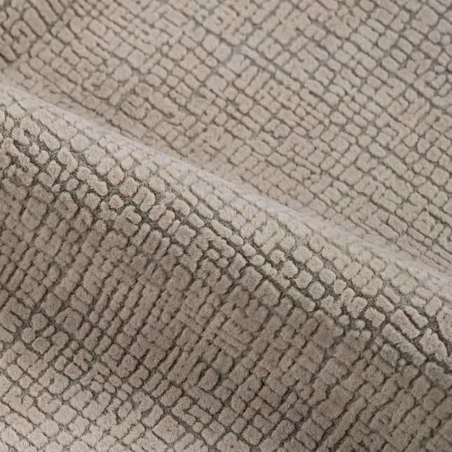 Beige Colour Geometric Pattern Velvet Flock Easy Clean Sofa and Chair Fabric