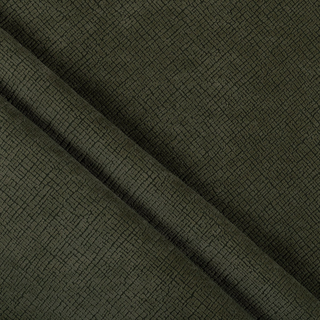 Dark Olive Green Colour Geometric Pattern Velvet Flock Easy Clean Sofa and Chair Fabric