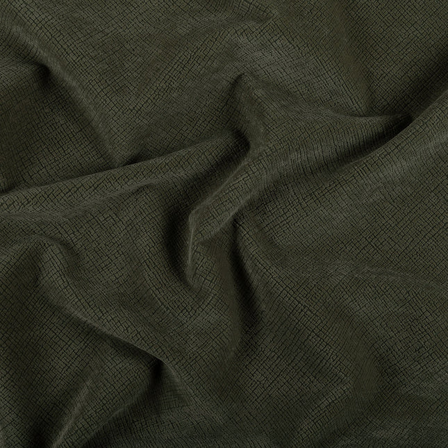 Dark Olive Green Colour Geometric Pattern Velvet Flock Easy Clean Sofa and Chair Fabric