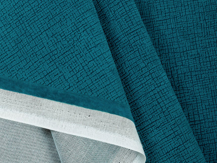 Turquoise Colour Geometric Pattern Velvet Flock Easy Clean Sofa and Chair Fabric