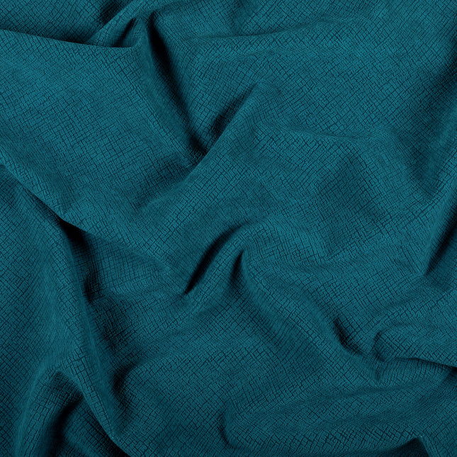 Turquoise Colour Geometric Pattern Velvet Flock Easy Clean Sofa and Chair Fabric