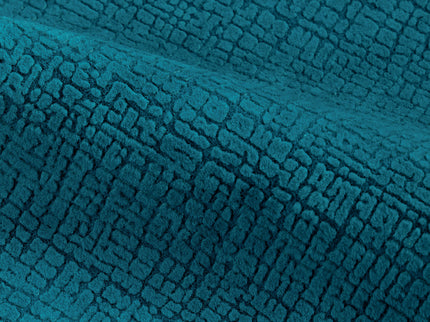 Turquoise Colour Geometric Pattern Velvet Flock Easy Clean Sofa and Chair Fabric
