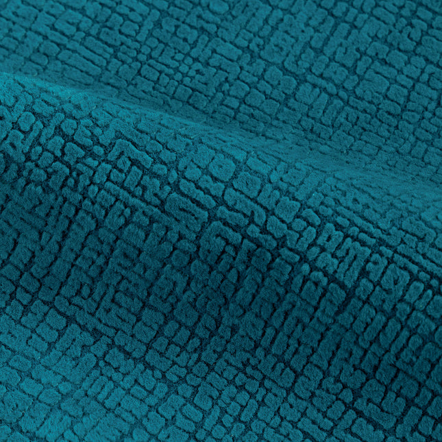 Turquoise Colour Geometric Pattern Velvet Flock Easy Clean Sofa and Chair Fabric