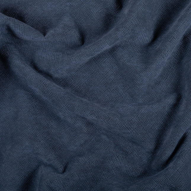 Denim Blue Colour Geometric Pattern Velvet Flock Easy Clean Sofa and Chair Fabric