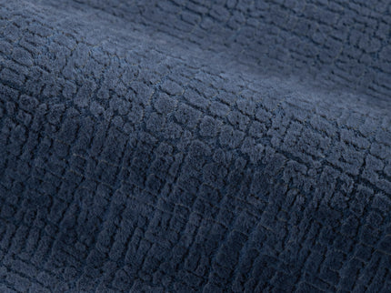 Denim Blue Colour Geometric Pattern Velvet Flock Easy Clean Sofa and Chair Fabric