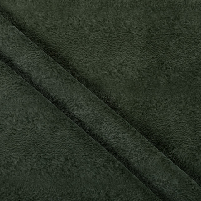 Dark Olive Green Colour Brushed Textured Velvet Flock Easy Clean Sofa, Chair and Curtain Fabric
