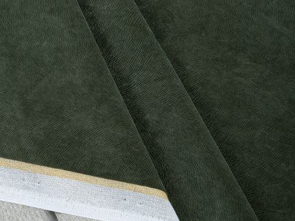 Dark Olive Green Colour Brushed Textured Velvet Flock Easy Clean Sofa, Chair and Curtain Fabric