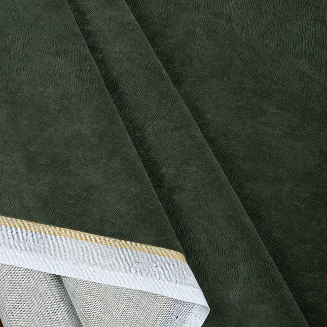 Dark Olive Green Colour Brushed Textured Velvet Flock Easy Clean Sofa, Chair and Curtain Fabric