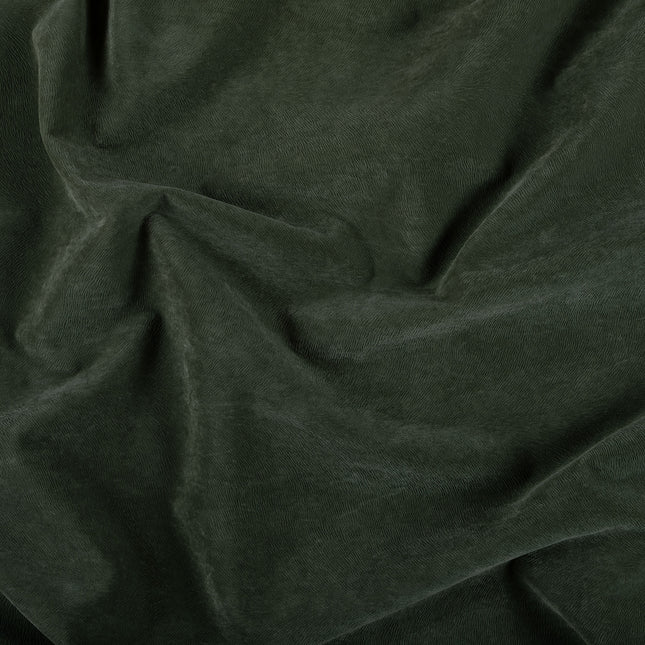 Dark Olive Green Colour Brushed Textured Velvet Flock Easy Clean Sofa, Chair and Curtain Fabric