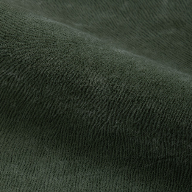 Dark Olive Green Colour Brushed Textured Velvet Flock Easy Clean Sofa, Chair and Curtain Fabric
