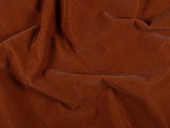 Rust Colour Brushed Textured Velvet Flock Easy Clean Sofa, Chair and Curtain Fabric