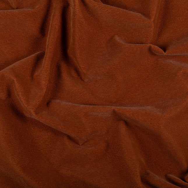 Rust Colour Brushed Textured Velvet Flock Easy Clean Sofa, Chair and Curtain Fabric