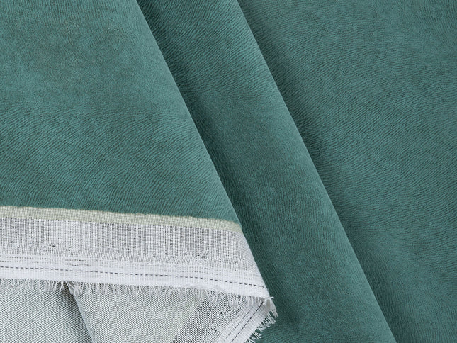 Leafy Green Colour Brushed Textured Velvet Flock Easy Clean Sofa, Chair and Curtain Fabric