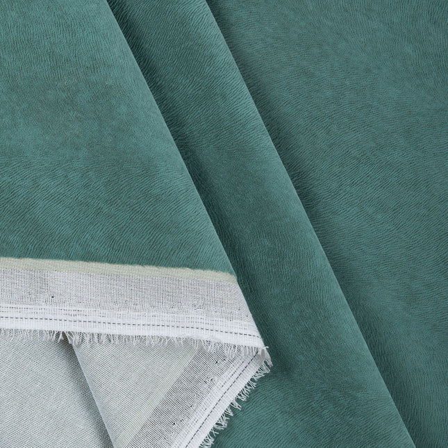 Leafy Green Colour Brushed Textured Velvet Flock Easy Clean Sofa, Chair and Curtain Fabric
