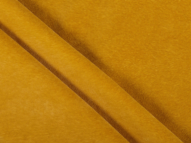 Mustard Yellow Colour Brushed Textured Velvet Flock Easy Clean Sofa, Chair and Curtain Fabric