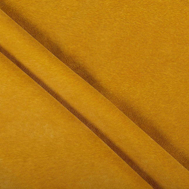 Mustard Yellow Colour Brushed Textured Velvet Flock Easy Clean Sofa, Chair and Curtain Fabric