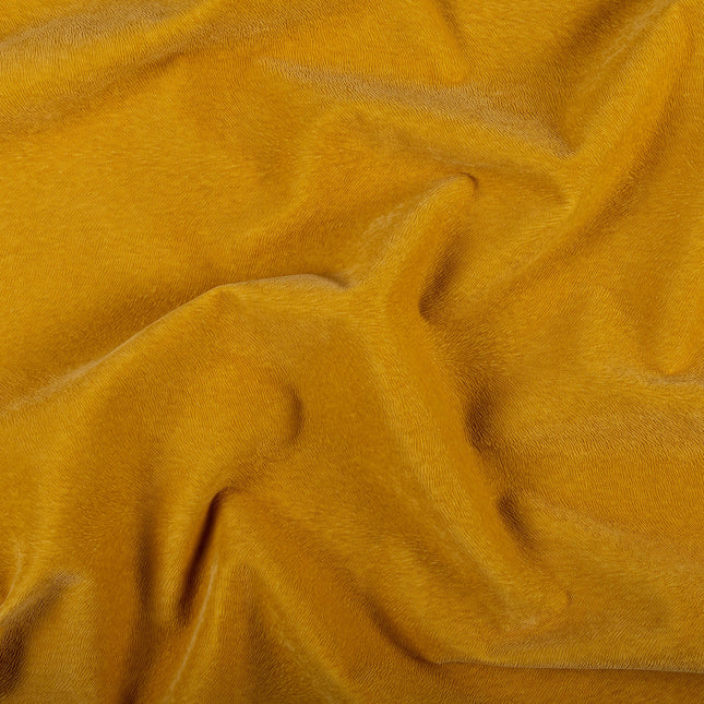Mustard Yellow Colour Brushed Textured Velvet Flock Easy Clean Sofa, Chair and Curtain Fabric