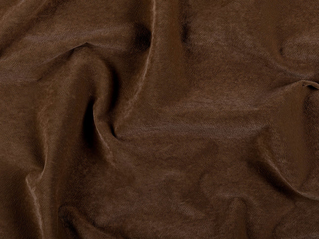 Medium Brown Colour Brushed Textured Velvet Flock Easy Clean Sofa, Chair and Curtain Fabric