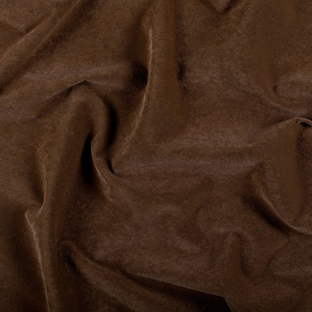 Medium Brown Colour Brushed Textured Velvet Flock Easy Clean Sofa, Chair and Curtain Fabric
