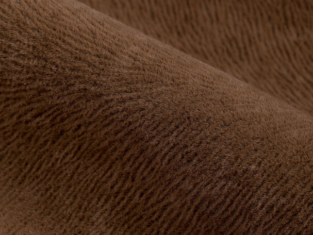 Medium Brown Colour Brushed Textured Velvet Flock Easy Clean Sofa, Chair and Curtain Fabric