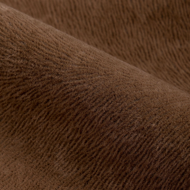 Medium Brown Colour Brushed Textured Velvet Flock Easy Clean Sofa, Chair and Curtain Fabric