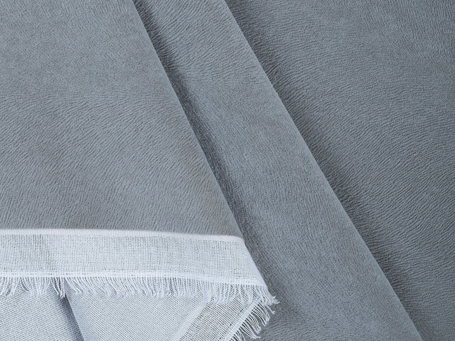 Cement Grey Colour Brushed Textured Velvet Flock Easy Clean Sofa, Chair and Curtain Fabric