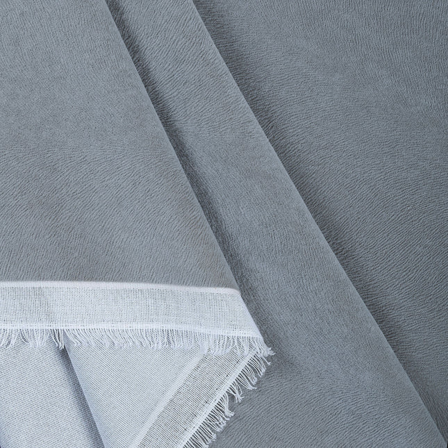 Cement Grey Colour Brushed Textured Velvet Flock Easy Clean Sofa, Chair and Curtain Fabric