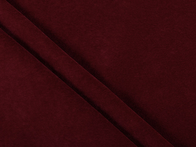 Burgundy Red Colour Brushed Textured Velvet Flock Easy Clean Sofa, Chair and Curtain Fabric