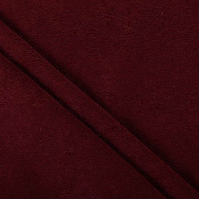 Burgundy Red Colour Brushed Textured Velvet Flock Easy Clean Sofa, Chair and Curtain Fabric