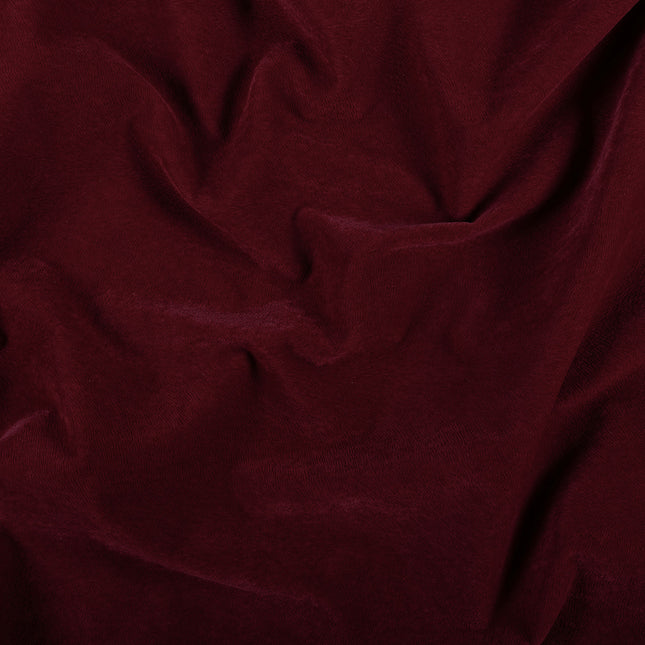 Burgundy Red Colour Brushed Textured Velvet Flock Easy Clean Sofa, Chair and Curtain Fabric