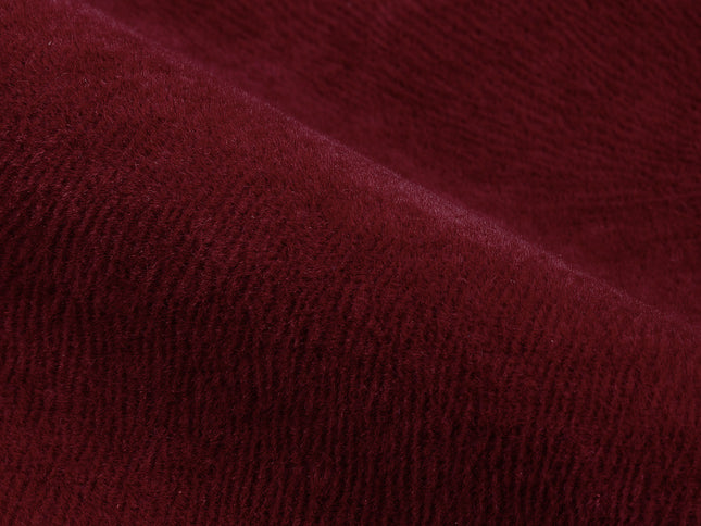 Burgundy Red Colour Brushed Textured Velvet Flock Easy Clean Sofa, Chair and Curtain Fabric