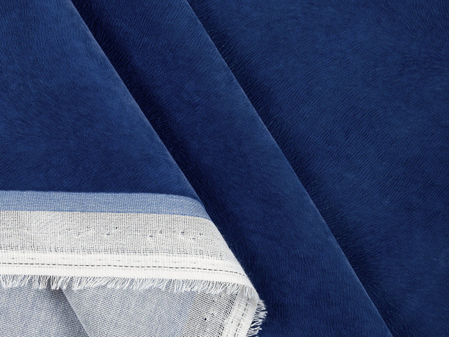 Royal Blue Colour Brushed Textured Velvet Flock Easy Clean Sofa, Chair and Curtain Fabric