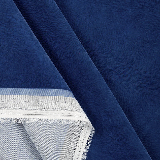 Royal Blue Colour Brushed Textured Velvet Flock Easy Clean Sofa, Chair and Curtain Fabric