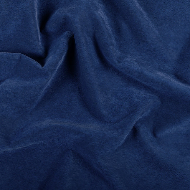 Royal Blue Colour Brushed Textured Velvet Flock Easy Clean Sofa, Chair and Curtain Fabric