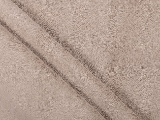 Light Brown Colour Brushed Textured Velvet Flock Easy Clean Sofa, Chair and Curtain Fabric