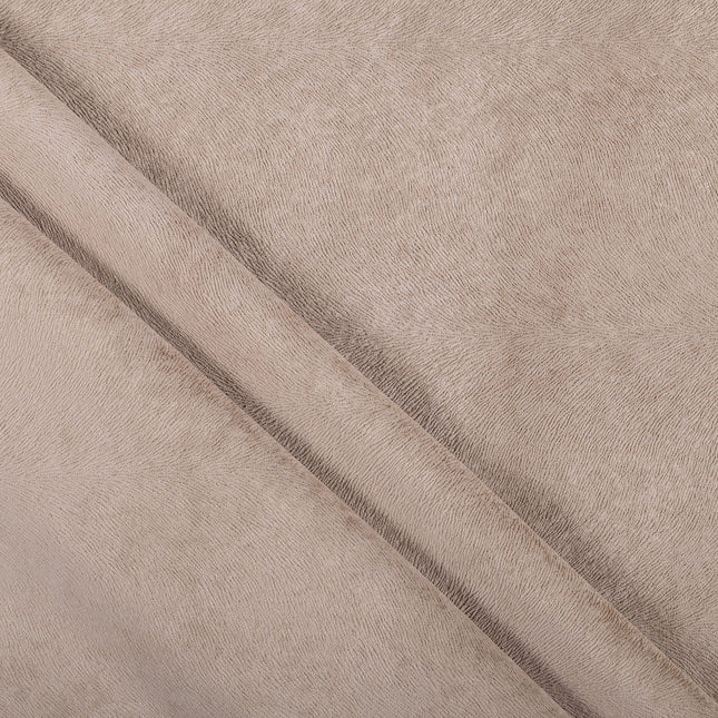 Light Brown Colour Brushed Textured Velvet Flock Easy Clean Sofa, Chair and Curtain Fabric