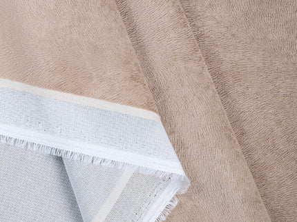 Light Brown Colour Brushed Textured Velvet Flock Easy Clean Sofa, Chair and Curtain Fabric