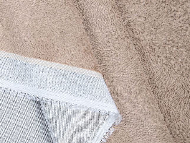 Light Brown Colour Brushed Textured Velvet Flock Easy Clean Sofa, Chair and Curtain Fabric