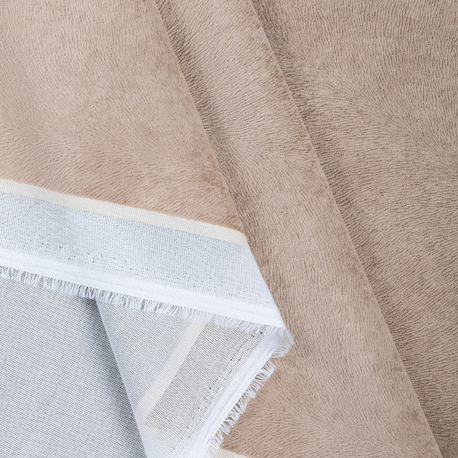 Light Brown Colour Brushed Textured Velvet Flock Easy Clean Sofa, Chair and Curtain Fabric