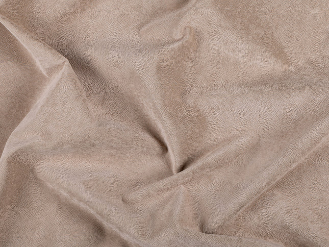 Light Brown Colour Brushed Textured Velvet Flock Easy Clean Sofa, Chair and Curtain Fabric