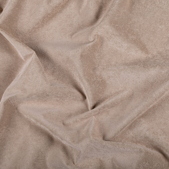 Light Brown Colour Brushed Textured Velvet Flock Easy Clean Sofa, Chair and Curtain Fabric