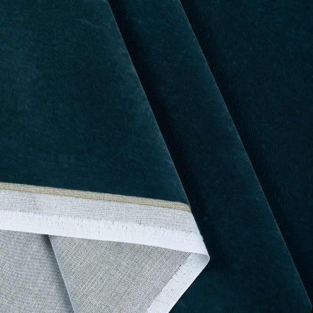 Dark Emerald Green Colour Brushed Textured Velvet Flock Easy Clean Sofa, Chair and Curtain Fabric