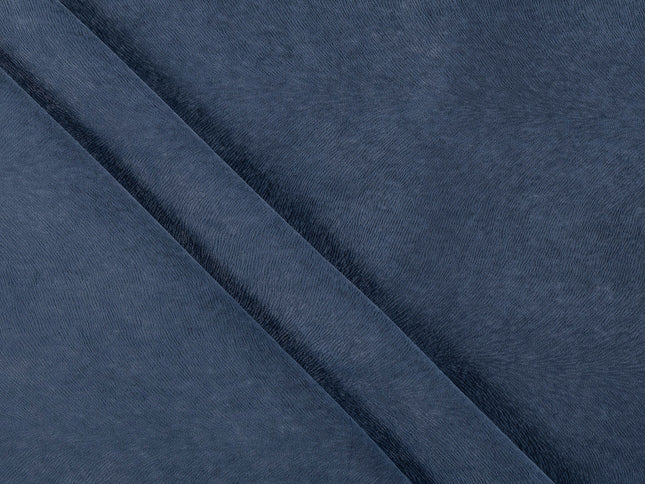 Dark Greyish Blue Colour Brushed Textured Velvet Flock Easy Clean Sofa, Chair and Curtain Fabric